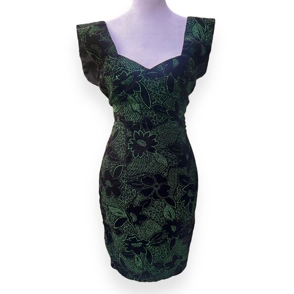 Jessica McClintock Dresses & Skirts - Jessica McClintock for Gunne Sax Green Glitter Velvet Party Dress Size 3/4
